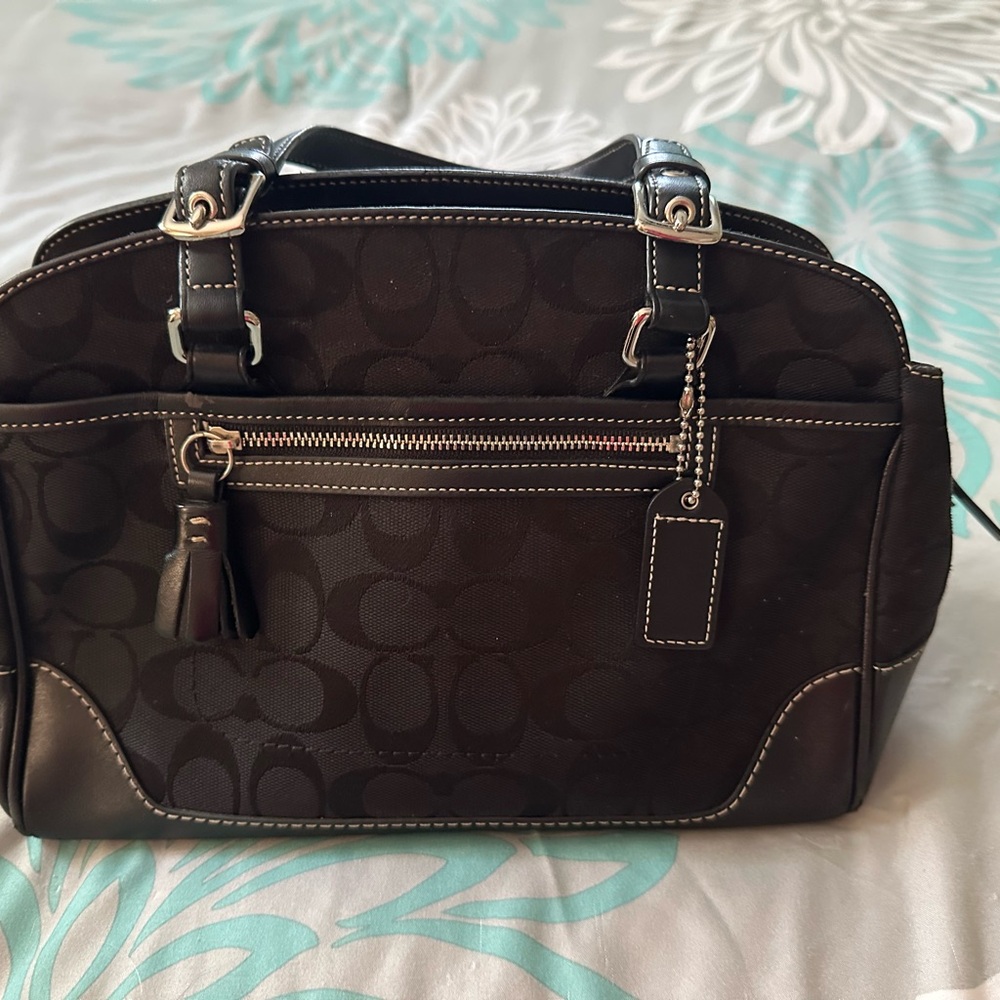 Coach Black Signature Handbag Vintage aY2K